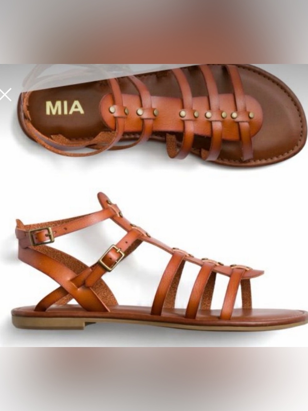 MIA Women’s Brown Strappy Leather Gladiator Sandals